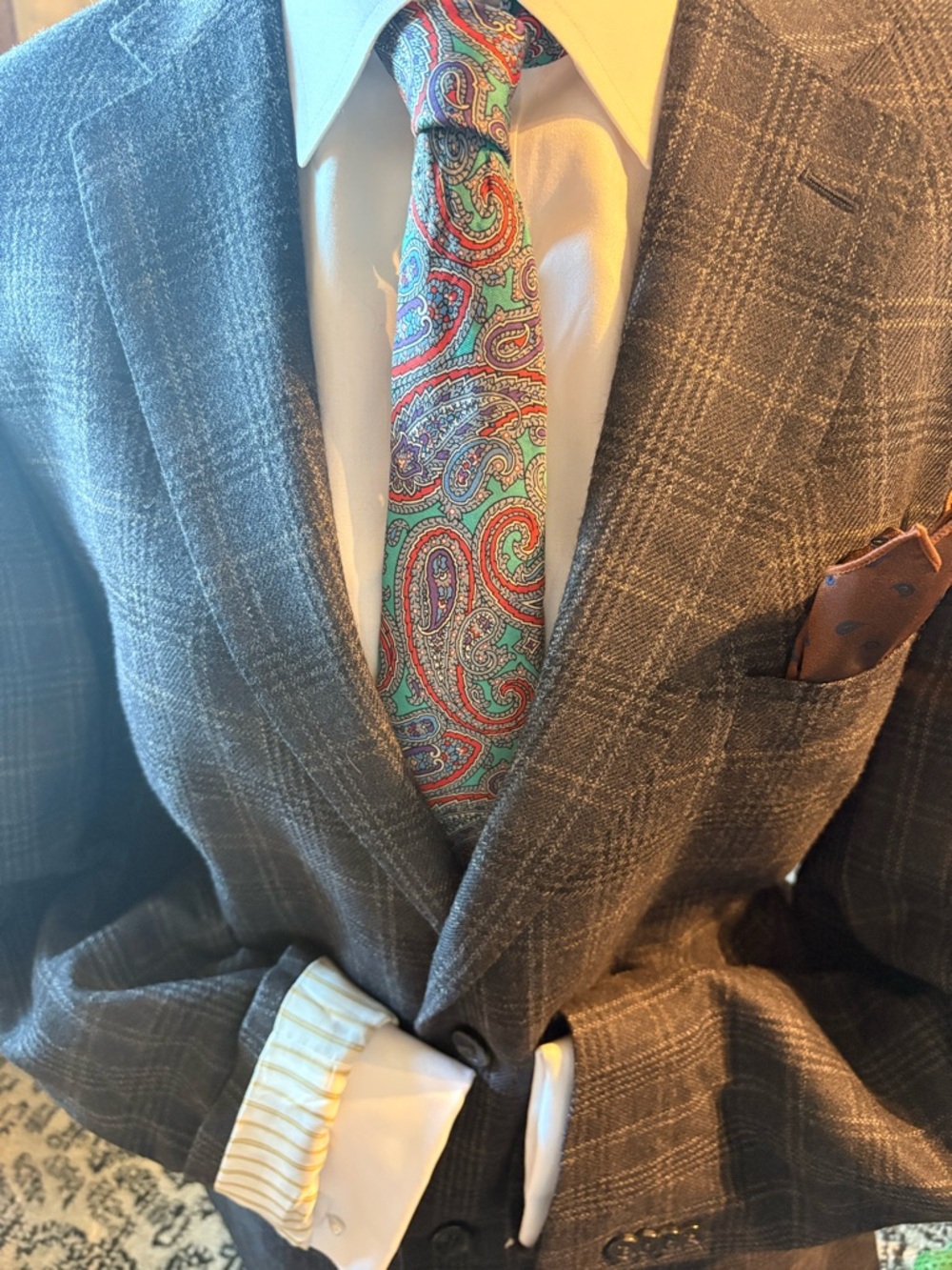 Joseph Abboud Windowpane  Blazer & Paisley Silk Tie
